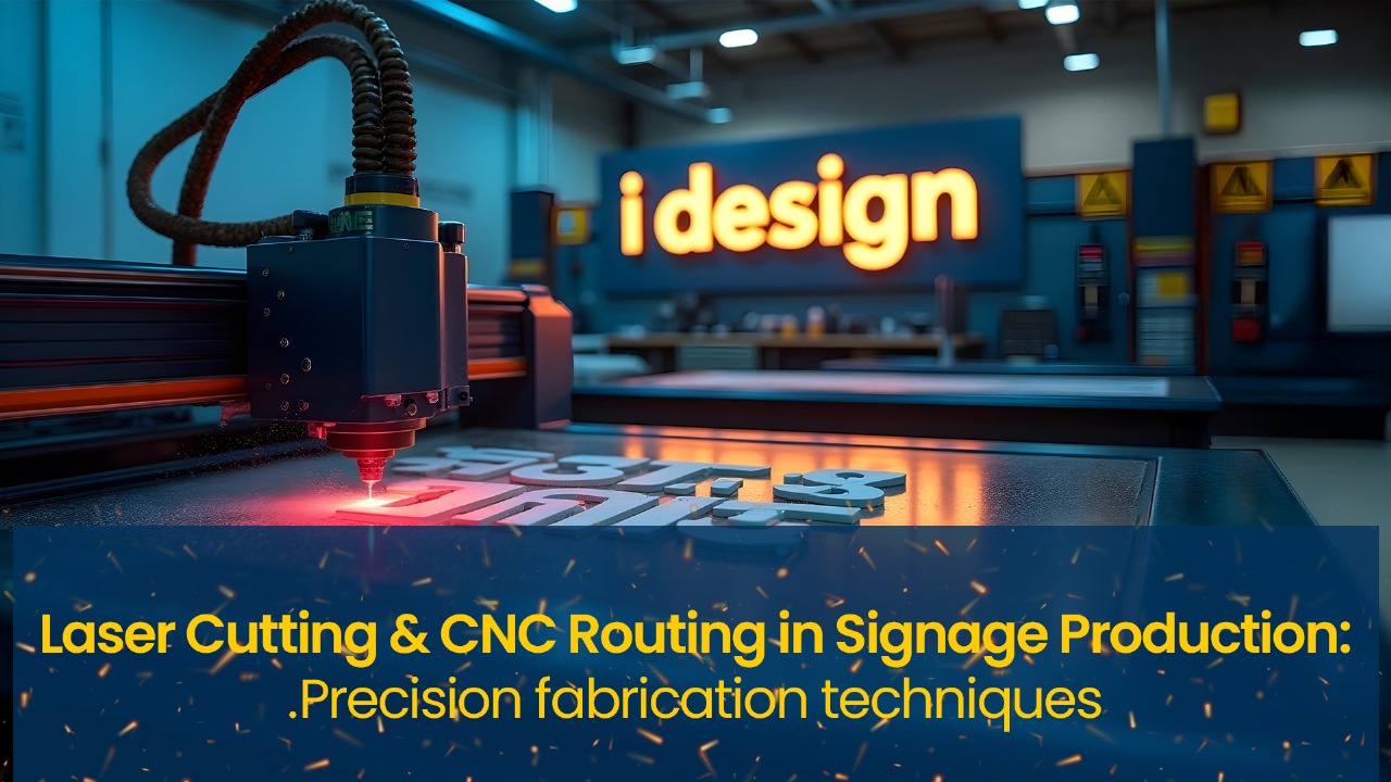 Precision laser cutting and CNC routing in custom signage production