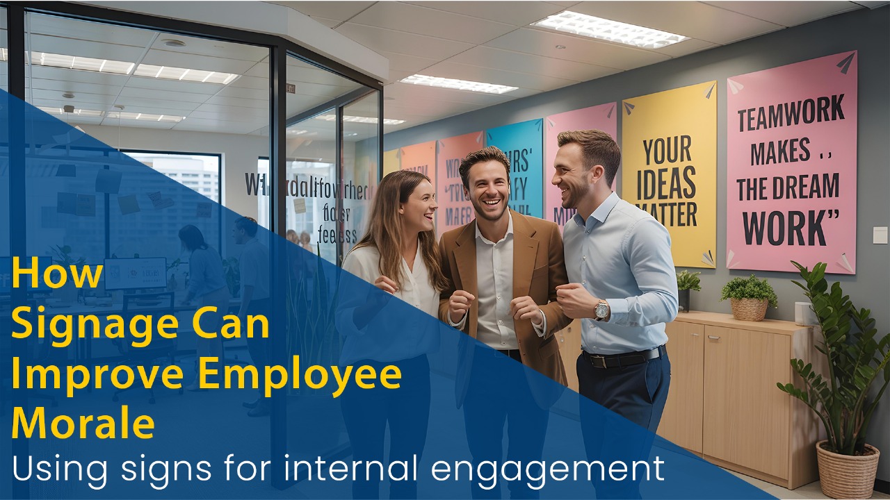 Motivational signage in a modern office space