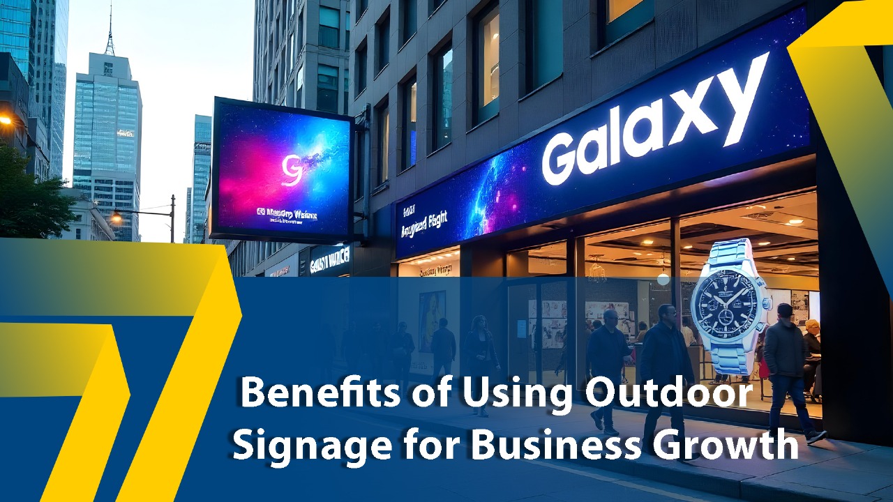 Outdoor signage on a busy street attracting customers to a local business