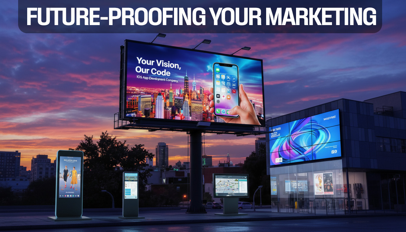 Digital signage display screens showcasing LED billboards and interactive digital displays for modern marketing