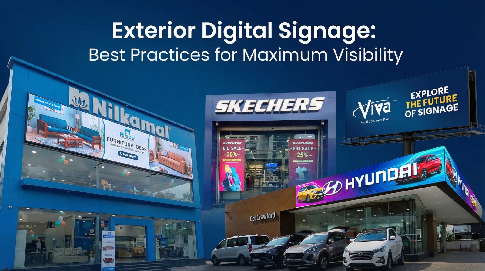 Exterior digital signage LED screen with high brightness visibility